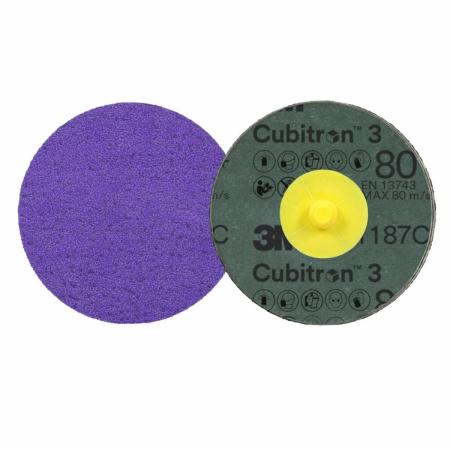 3M™ Cubitron™ 3 Roloc™ Fiberscheibe 1187C, 80+, TR, Purple, 51 mm, 50/Carton, 200 ea/Case