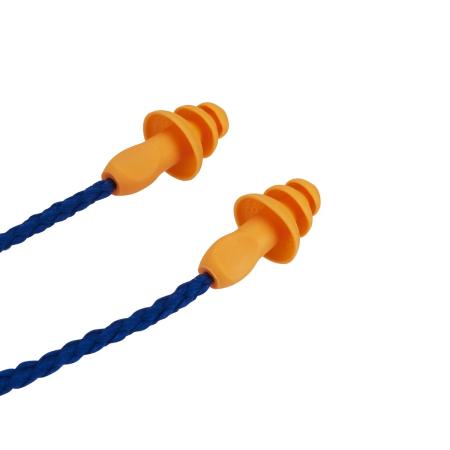 Preview: 3M™ Gehörschutzstöpsel mit Kordel 1271, Drei-Flansch-Design, wiederverwendbar, SNR-Wert 26 dB, Orange