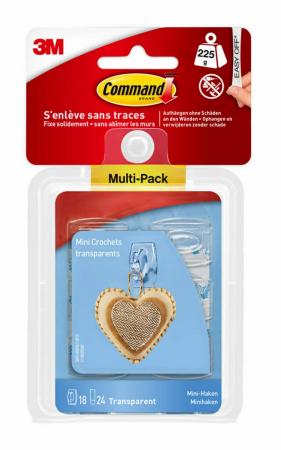 Command™ Mini-Haken, transparent, mit transparenten Strips, 17006CLRFGN