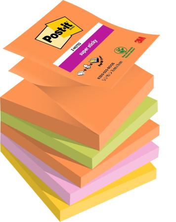 Post-it® Super Sticky Z-Notes, Boost Collection, 76 mm x 76 mm, 90 Blatt/Block, 5 Blöcke/Packung, 100% PEFC, SGSCH-PEFC-COC-110078