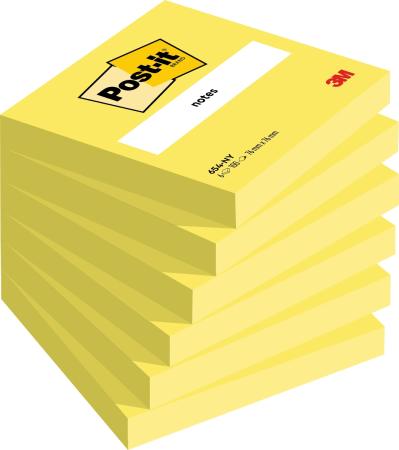 Post-it® Notes, Neongelb, 76 mm x 76 mm, 100 Blatt/Block, 6 Blöcke/Packung, 100% PEFC, SGSCH-PEFC-COC-110078