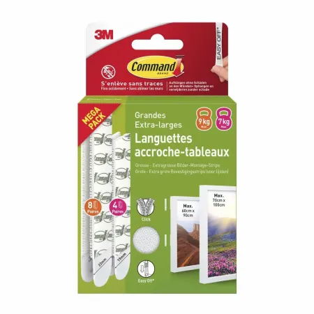 Command™ Bilder-Montage-Strips 17218WHI-12-FGN-VP, Weiß, Groß und XL, 4 Paare L + 8 Paare XL (24 Strips), Vorteilspack