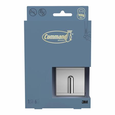 Command™ Dekor Bad-Haken aus Metall DCRB01CR-EU, Größe S, chrome,1 Haken+ 6 wasserfeste Strips/Pack