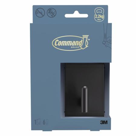 Command™ Dekor Handtuchhaken aus Metall DCRB02MB-EU, Größe L, schwarzmatt, 1 Haken + 6 wasserfeste Strips/Pack