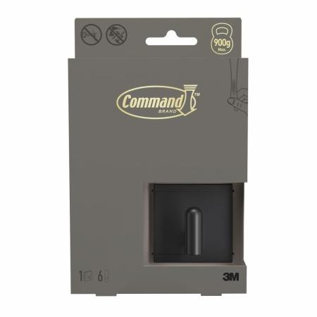 Command™ Dekor Metall-Haken DCR01-MB-EU, Größe S, schwarz matt, 1 Haken+ 6 Strips/Pack
