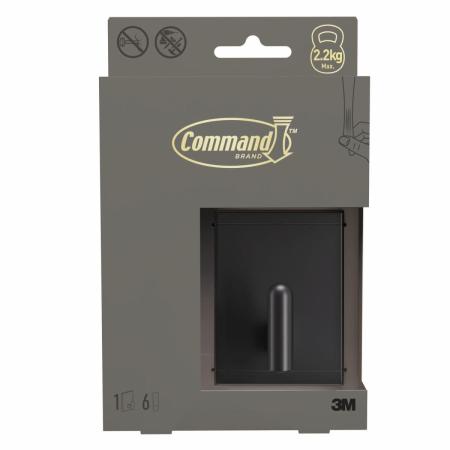 Command™ Dekor Metall-Haken DCR02-MB-EU, Größe L, schwarz matt, 1 Haken+ 6 Strips/Pack