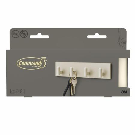 Command™ Dekor Schlüsselleiste Metall DCR05BE-EU, beige, 1 Leiste + 8Strips/Pack