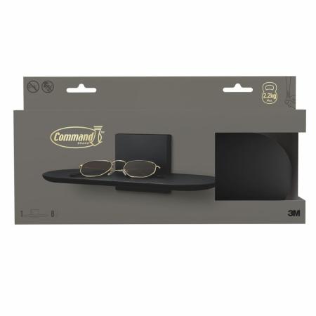 Command™ Dekor Wandregal Metall DC04MB-EU, schwarz matt, 1Regal + 8Strips/Pack