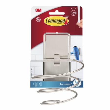 Command™ Haartrocknerhalter für das Bad BATH39-SN-ALL, Satin Nickel, 1Halter + 2 Strips, wasserresistent