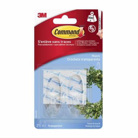 Command™ Haken M, mittelgroß, transparent mit transparenten Strips, 17091CLR