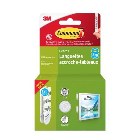 Command™ Bilder-Montage-Strips 17202WHI-12-FGN-VP-S, Weiß, Klein, 12 Paare (24 Strips), Vorteilspack
