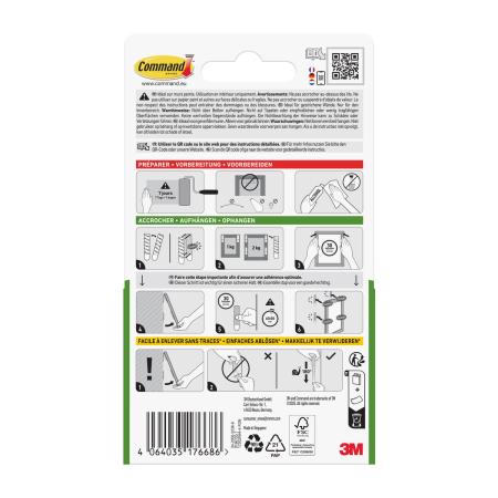 Preview: Command™ Bilder-Montage-Strips 17202WHI-4-FGN, weiß, klein, 4 Paare (8 Streifen)