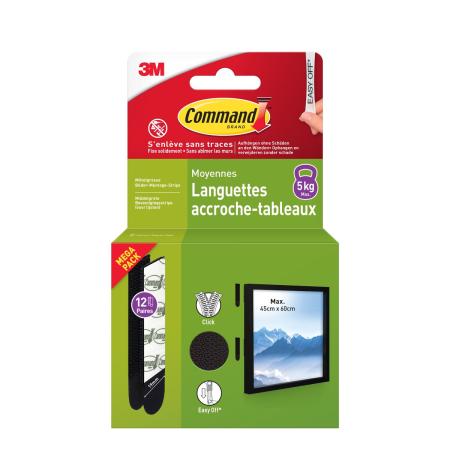 Command™ Bilder-Montage-Strips 17204BLK-12-FGN-VP, Schwarz, Medium, 12 Paare (24 Strips), Vorteilspack