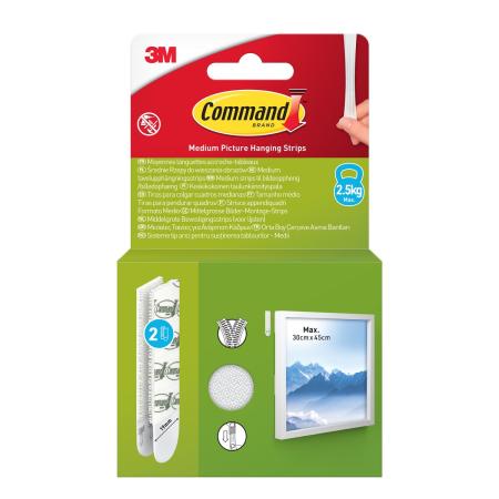Command™ Bilder-Montage-Strips 17204WHI-2-EU, Weiß, Medium, 2 Paare (4 Streifen)