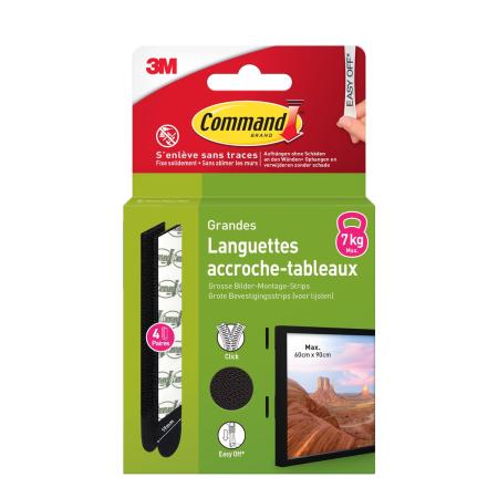 Command™ Bilder-Montage-Strips 17206BLK-4-FGN, Schwarz, Groß, 4 Paare (8 Streifen)