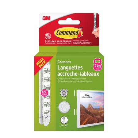 Command™ Bilder-Montage-Strips 17206WHI-12-FGN-VP, Weiß, Groß, 12 Paare (24 Strips), Vorteilspack
