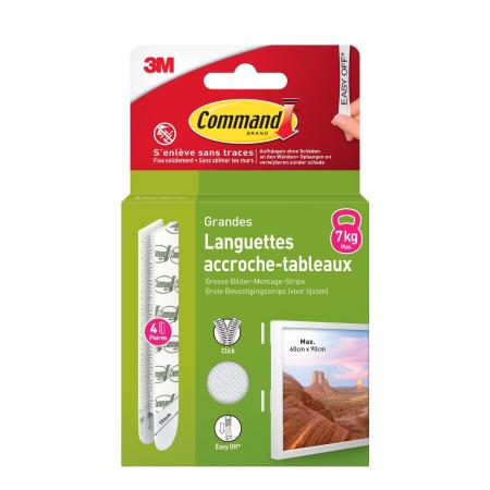 Command™ Bilder-Montage-Strips 17206WHI-4-FGN, Weiß, Groß, 4 Paare (8 Strips)
