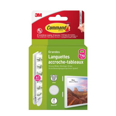 Command™ Bilder-Montage-Strips 17206WHI-6-FGN-VP, Weiß, Groß, 6 Paare (12 Strips)