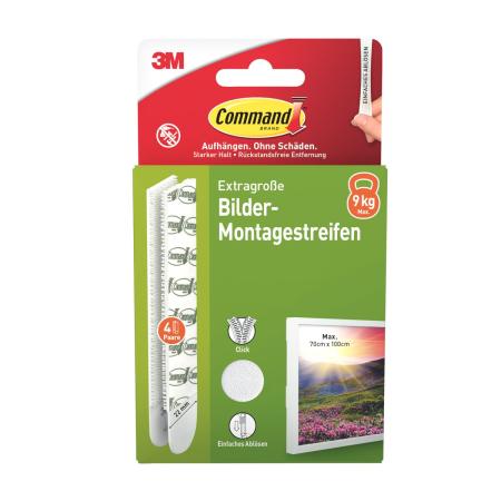 Command™ Bilder-Montage-Strips 17217WHI-4-DE, Weiß, XL, 4 Paare (8 Strips)