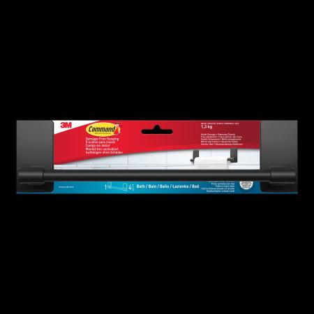 Command™ Handtuchhalter für Badezimmer BATH42-MB-ESFPL, Mattschwarz, 1 Handtuchhalter + 4 Streifen