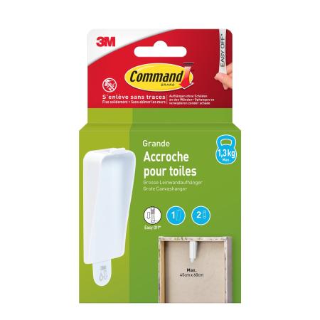 Command™ Leinwandaufhänger 17044WHI-1-FGN, weiß, groß, 1 Haken + 2 Strips/Packung