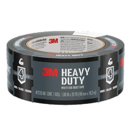 3M™ Heavy Duty Duct Tape Black 2120-BK, 1.88 in x 20 yd (48 mm x 18.2 m) 16  Rolls/Case