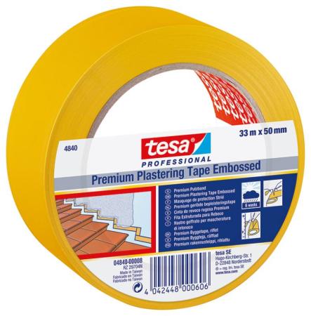 tesa® Professional 4840 Putzband, quergerillt, 33m x 50mm, gelb