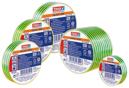 tesaflex® Professional 53988 Isolierband 7000V, 25m x 19mm, grün-gelb-gestreift