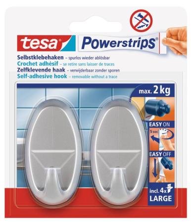 tesa Powerstrips® Haken Large OVAL, matt-chrom