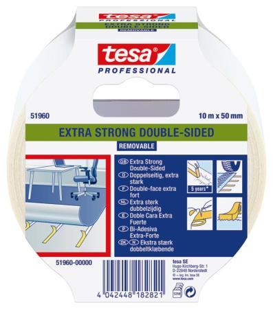 tesa® Professional 51960 Profi-Verlegeband, ablösbar, 10m x 50mm, farblos