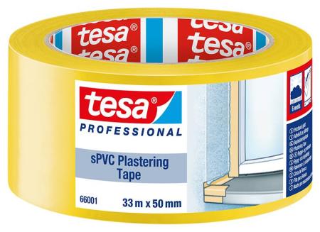 tesa® Professional 66001 Putzband sPVC glatt, 33m x 50mm, gelb