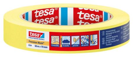tesa® Professional 4334 Präzisionskrepp® PLUS, 50m x 19mm, gelb