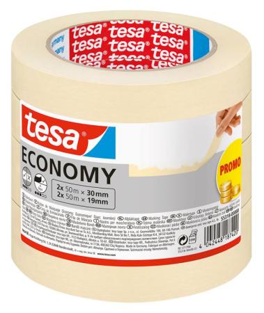tesa® Masking Economy, 2x 50 m x 30 mm, 2x 50 m x 19 mm, beige