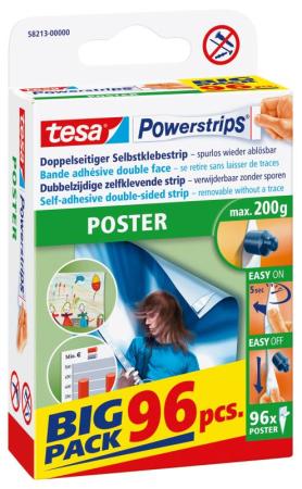 tesa Powerstrips® Posterstrips, 96 Strips Poster, Big Pack