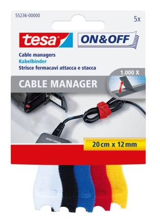 tesa® On & Off Klett-Kabelbinder, 0,2m x 12mm, schwarz