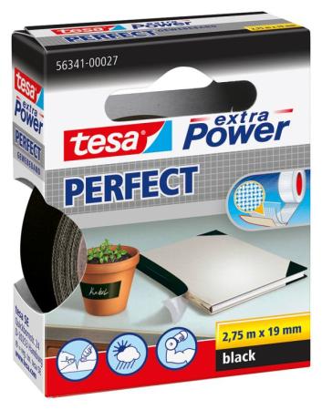 tesa extra Power® Perfect Gewebeband, 2,75m x 19mm, schwarz