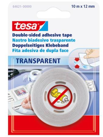 tesa® Doppelseitiges Klebeband, 10m x 12mm, kristall-klar