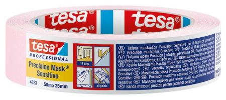 tesa Präzisionskrepp® Sensitiv 4333 Precision Mask® Sensitive, 50m x 25mm, pink