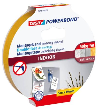 tesa Powerbond® INDOOR, 5m x 19mm, farblos