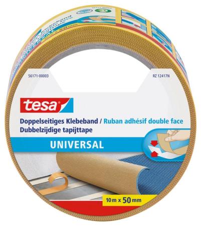 tesa® Doppelseitiges Klebeband universal, 10m x 50mm, beige