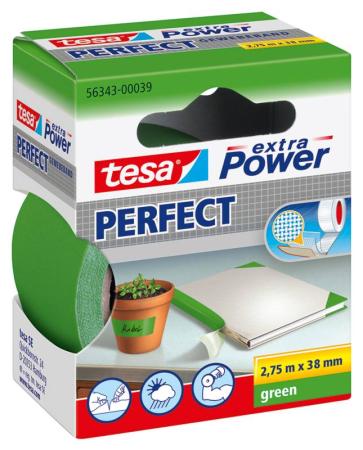 tesa extra Power® Perfect Gewebeband, 2,75m x 38mm, grün