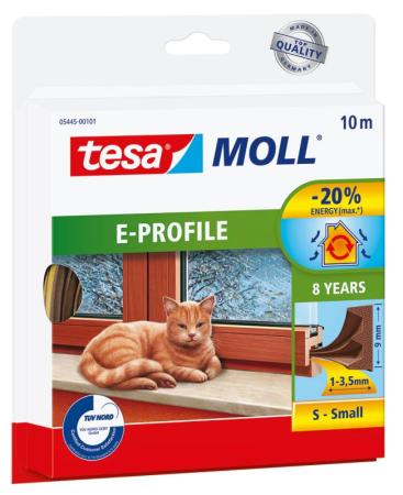 tesamoll® E-Profil Gummidichtung, 10m x 9mm, braun