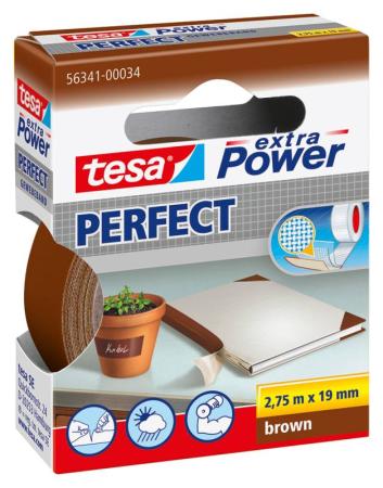 tesa extra Power® Perfect Gewebeband, 2,75m x 19mm, braun