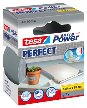 tesa extra Power® Perfect Gewebeband, 2,75m x 38mm, grau
