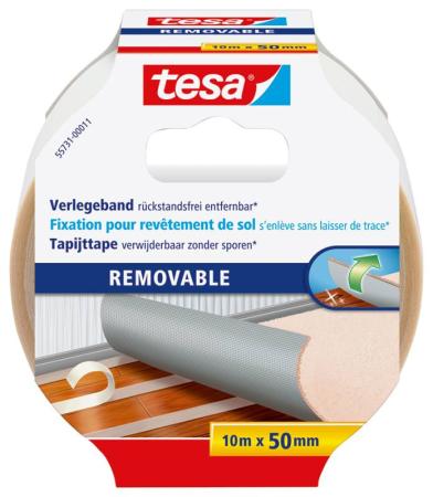 tesa® Verlegeband rückstandsfrei entfernbar, 10m x 50mm, farblos