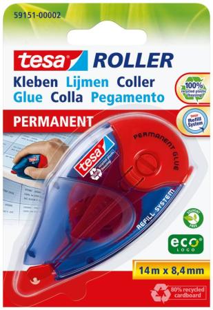 tesa Roller Kleben Permanent ecoLogo®, 14m x 8,4mm, farblos