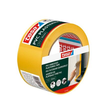 tesa® PVC Putzband Quergerillt, 33m x 50mm, gelb