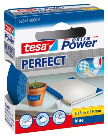 tesa extra Power® Perfect Gewebeband, 2,75m x 19mm, blau