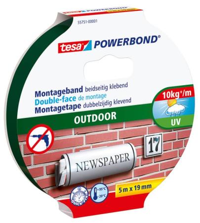 tesa Powerbond® OUTDOOR, 5m x 19mm, farblos