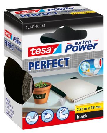 tesa extra Power® Perfect Gewebeband, 2,75m x 38mm, schwarz